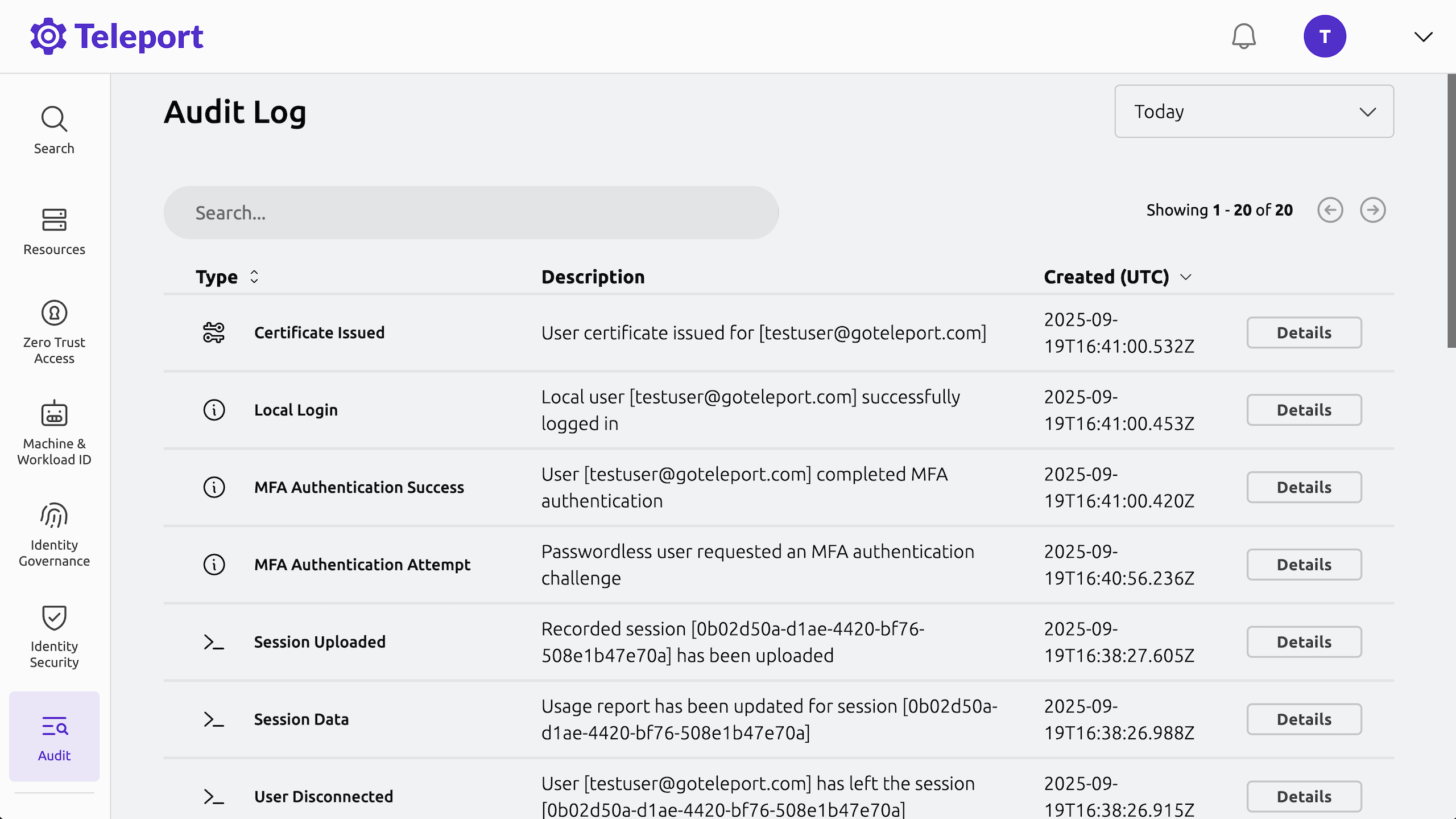 View audit log
